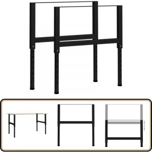 Cadres d'établi réglables 2 pcs Métal 85x(69-95,5) cm Noir - Cadre De Table - Pied De Table - Table Ajustable - Table Atelier - Cadre Métallique