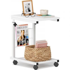 Soges - Table d'appoint pour Ordinateur Portable Hauteur réglable avec roulettes 48 cm x 30 cm Table d'appoint pour café collation Rangement Table