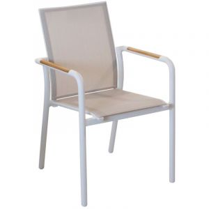 SINED Chaise de jardin empilable en aluminium blanc con&ccedil;ue pour un usage exterieur facile a deplacer et resistante aux intemperies modele CHIERI