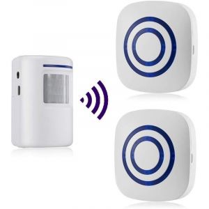 Sonnette sans Fil Detecteur de Mouvement Carillon De Porte El&eacute;ctrique 36 M&eacute;lodies Alarme De S&eacute;curit&eacute; avec Emetteur et R&eacute;cepteur pour Maison Bureau