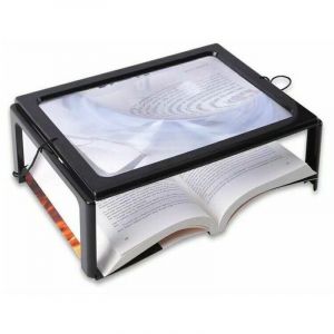 Loupe de lecture Loupe de lecture avec lumière LED, grossissement 3X A4 Loupe rectangulaire éclairée avec loupe sur pied pour livres, bijoux,