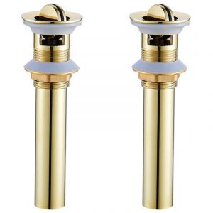 Bonde d'&eacute;vier en laiton 2 pi&egrave;ces, bonde d'&eacute;vier dor&eacute;e avec trop-plein, bonde d'&eacute;vier escamotable (C)