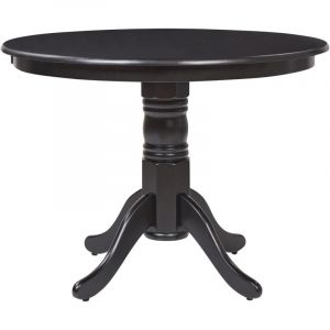 Beliani - Table Ronde Salle à Manger Vintage 100 cm avec Pied Central en Bois Noir Akron
