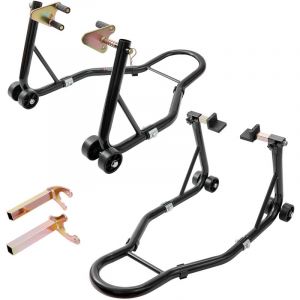 Bequille Roue Avant Arriere Charge 0,39 t Bequille deAtelier avec Bras Reglable Support de Roue en Acier Leve-Moto Tete de Fourche u + l Double Tete
