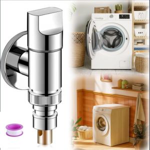 Robinet autoperceur pour machine &agrave; laver, en acier inoxydable, avec robinet d'arr&ecirc;t automatique pour tuyau de machine &agrave; laver