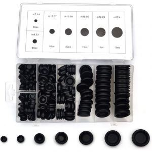 170 PiècesBouchons en Caoutchouc, Assortiment Oeillet en Caoutchoucs, Passe Fils Caoutchouc de Trou, Plaque Caoutchoucs Cache Trou pour Bouchons,