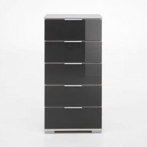 M&s - Chiffonnier 5 tiroirs 49x41x102 cm noir brillant et blanc - ghao