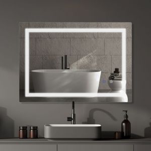 Sanitemodar - led Miroir de Salle de Bain 60 x 100 cm, Miroir de Salle de Bain avec Bande led Double Luminosit&eacute;, Miroir de Courtoisie avec