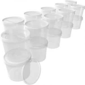 20x Seau avec couvercle 5l Transparent Seau rond en plastique alimentaire, étanche à l'air et stable