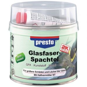 Mastic en fibre de verre 2K gris-vert, durcisseur rouge, bo&icirc;te de 1000 g