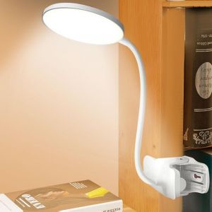 Lampe de Bureau Pince Lampe de Lecture usb Rechargeable Portable, Lampe de Bureau Commande Tactile avec Gooseneck, 3 Modes et Dimmable Luminosit&eacute;