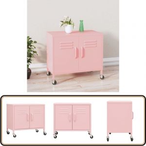 Armoire de rangement Rose 60x35x56 cm Acier - Meuble De Rangement - Armoire De Rangement - Armoire Métallique - Meuble Rose - Rangement Salle De