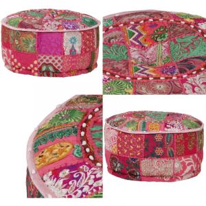 Vidaxl - Pouf rond en coton en patchwork fait à la main 40 x 20 cm Rose - Pouf - Fauteuil - Décoration Intérieure - Mobilier Ethnique - Coussin