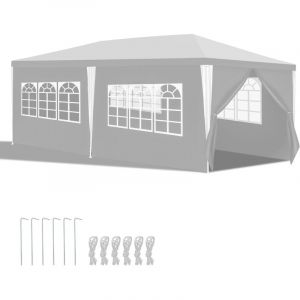Hengda - swanew 3x6M Tonnelle avec 6 Bâche Latérales Amovibles et 4 Fenêtres Décoratives, Gazebo de Jardin Rapide à Installer,Blanc