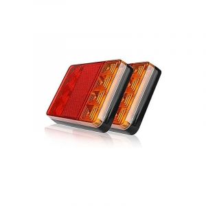 Paquet de 2 feux arrière de remorque, feux arrière de camion de voiture à 8 LED, feux d'avertissement étanches, feux arrière pour remorque