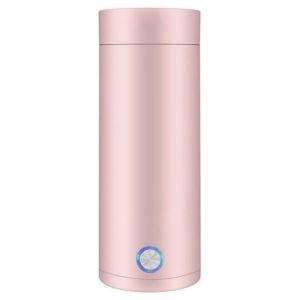 (Rose)Mini Bouilloire Electrique de Voyage, 2 en 1 Tasse Chauffante Electrique, 400ml Bouilloire Electrique Portable pour Th&eacute;, Caf&eacute;-EU