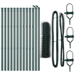 Grillage rouleau，Kit de Cl&ocirc;ture Lot de 2 Vert For&ecirc;t Acier Rev&ecirc;tu 25 x 0,5 m CFW7401875