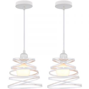 Suspensions Luminaires Moderne Lustre Plafonnier de Design à Spirale en Cascade Lampe Métal Ø20CM Blanc - 2PCS