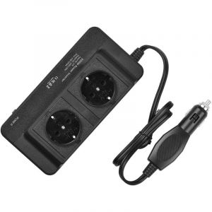 Convertisseur 12v 220v 200W Prise Allume Cigare Transformateur de Tension, 4 Ports USB et 2 Prises EU, Chargeur Voiture Camping Car