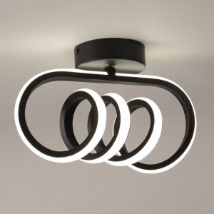 Plafonnier Int&eacute;rieur LED 40W, Design Spirale, Lampe de Plafond en Fer, Luminaire Industrielle Moderne pour Salon Couloir Entr&eacute;e Escalier Noir Lumi&egrave;re