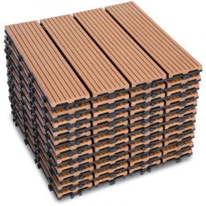 EINFEBEN 22x Dalle terrasse composite effet bois Dalles de Jardin clipsables en Bois Composite WPC 30 x 30 cm mosaïque Revêtement marron