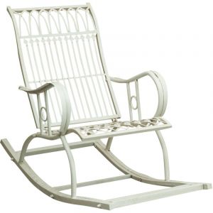Balancelle en fer Fauteuil à bascule avec accoudoirs Fauteuil de jardin Chaise longue en métal Chaise d'extérieur 127x64x90 cm