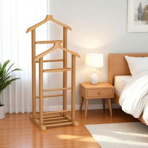 Valet de chambre double - bois clair, vide-poches sitia