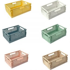 6 pi&egrave;ces Bo&icirc;te Pliante En Plastique, Multicolore Empilable Caisse, Caisse Pliante Empilable, Mini Caisses Pliantes, Pliables Plastique Cagette Caisse