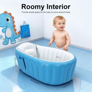 Baignoire gonflable pour enfant - 98 x 64 x 28 cm - En PVC - Pliable - Pour la douche ou les d&eacute;placements - Bleu