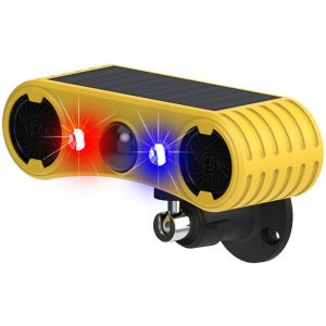 Alarme de d&eacute;tecteur de Mouvement Solaire ext&eacute;rieur - Alarme sonore de Coup de feu d'aboiement de Chien, 2 129 DB de Puissance, 4 Modes, lumi&egrave;re Rouge