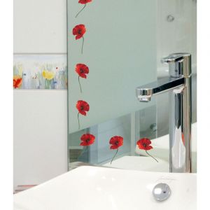 Lot de 2 Stickers autocollants décoratifs 11x10cm, photo de Coquelicot Rouge x12 - Décoration Murale Intérieure