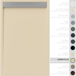 SOULHOME Receveur de Douche -R&eacute;sine -Gel Coat -Texture Lisse/Pierre -Antid&eacute;rapant -Couleur Cr&egrave;me Intense 120x90 Extra plat 3Cm Grille Inox