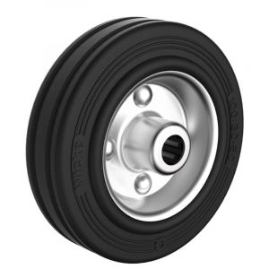 2gt Roues Et Roulettes - Roue caoutchouc noir jante tôle diamètre 200 x 50 alésage 20 longueur de moyeu 60 mm roulement à rouleaux