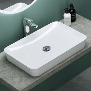 Mai&mai - Vasque &agrave; Poser Blanc Rectangulaire Lavabo Salle de Bain &Eacute;vier Lave Mains sans trop-Plein Col815