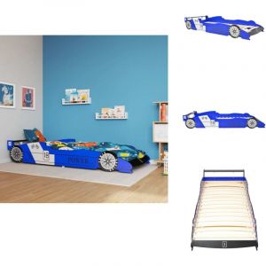 Lit voiture de course pour enfants 90 x 200 cm Bleu - Lit Bébé - Lit Enfant - Lit Voiture De Course - Mobilier Enfant - Décoration Chambre Enfant