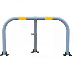Ultra Secure - Arceau parking blanc bandes jaunes - arceau anti-stationnement avec serrure int&eacute;gr&eacute;e (barillet s'entrouvrant)