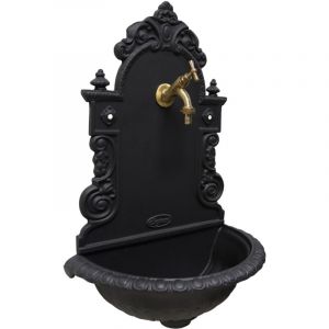 Fonderia Bongiovanni - Fontaine murale modèle Pamplona pour jardin potager avec robinetterie en laiton finition au choix : bruni