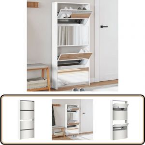 Vidaxl - Armoire à chaussures miroir 4 niveaux blanc brillant - Meuble Chaussure - Armoire Chaussure - Range Chaussures - Étagère Chaussure