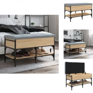 Banc à chaussures chêne sonoma 82x42x45 cm bois d'ingénierie - Banc Chaussure - Banc Entrée - Rangement Chaussures - Meuble Rangement - Banc Coffre