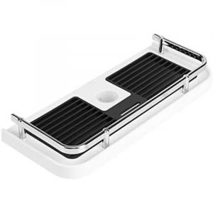 Sans Per&ccedil;age &Eacute;tag&egrave;re de Douche pour Rail de Douche,R&eacute;glable Tablette Barre de Douche, Organiseur de Salle de Bain pour Shampooing Savon avec 2