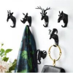 6 Pi&egrave;ces Crochets Pat&egrave;res Porte Manteau Mural T&ecirc;te d'Animal Cerf &Eacute;l&eacute;phant Ch&egrave;vre Crochets Decoratif Murale Cr&eacute;atif en R&eacute;sine R&eacute;tro Vintage Crochet de