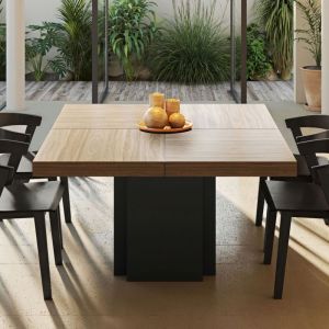 M&s - Table à manger carrée 130 cm décor noyer et noir - dinny