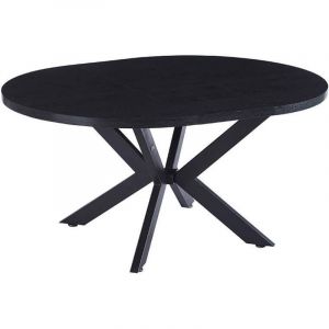 Home Deluxe - Table ronde &agrave; rallonges aventura avec pied en &eacute;toile - 120-160 x 120 cm Dark Oak 4 chaises Creme Equipement 4 chaises, couleur Creme