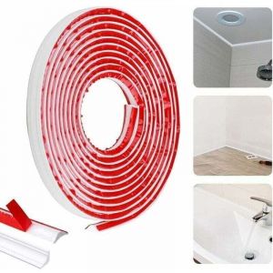 Moulure Autocollante Flexible 5m Moulage en Quart de Rond &Eacute;tanche Quart de Rond PVC Adhesif Quart de Rond PVC Blanc Quart de Rond Plastique Quadrant