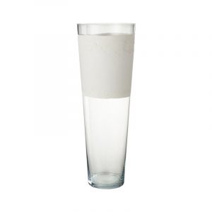 Paris Prix - Vase Déco en Verre 'Delph' 70cm Transparent & Blanc