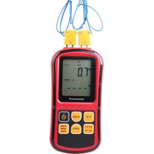 Thermom&egrave;tre thermocouple Thermom&egrave;tre industriel Thermom&egrave;tre double canal - Testeur de temp&eacute;rature - R&eacute;tro&eacute;clairage LCD