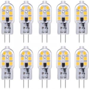 Ampoule LED G4 Lot de 10 ampoules LED G4 12 V 2 W blanc froid 6000 K, 12 LED, remplacement pour ampoule halog&egrave;ne G4 10 W-20 W, 200 lm, AC DC 12 V G4