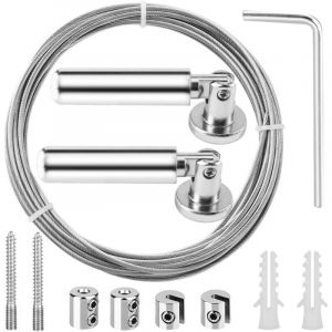 Cable en Acier Inoxydable 5m &ndash; Kit Tringle &agrave; Rideaux avec Fixation pour Rideau de Douche Cable pour Rideau Antirouille + Accessoires Inclus