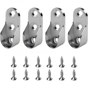 Tigrezy - 4 pièces Barre de penderie,Support Tringle,Penderie Ovale Support Barre Penderie Alliage de Zinc Nickelé pour Tringle Vetement Dressing