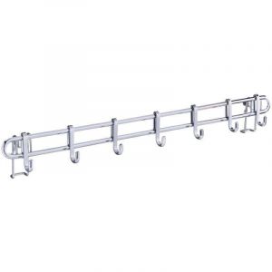 Barre de cr&eacute;dence cuisine Style porte ustensiles de cuisine mural avec 7 crochets en acier inox, M&eacute;tal, 60x6,5x3 cm, Argent